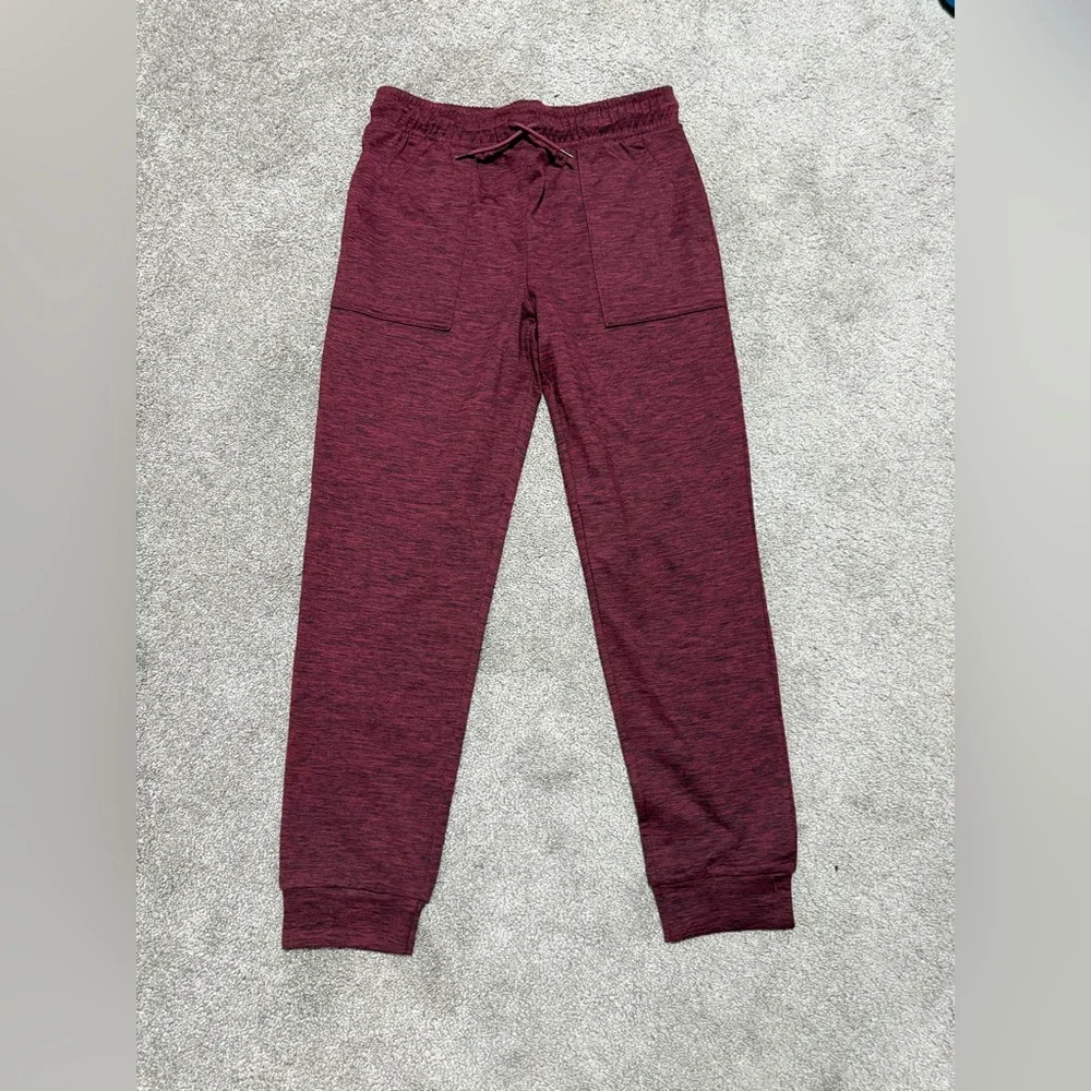 Boys Cozy Active Marl Jogger Pants - Burgundy